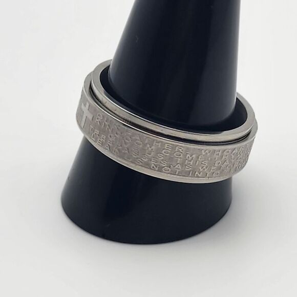 King Will Silver Tone The Lord's Prayer Fidget Ring (13) - Picture 2 of 7